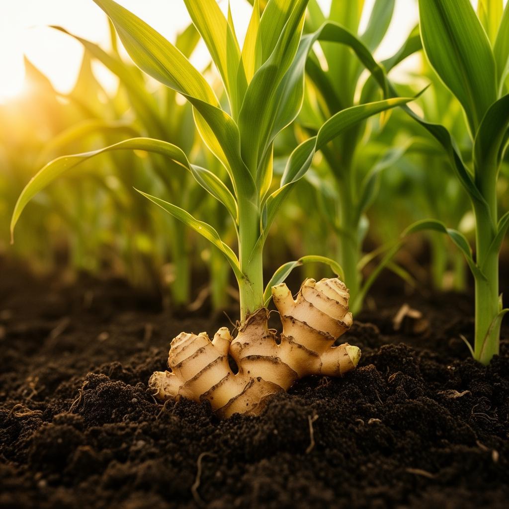 Planta de gengibre na fazenda
